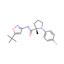 CC(C)(C)c1cc(NC(=O)[C@]2(C)CCCN2c2ccc(Cl)cc2)no1 ZINC000166872244