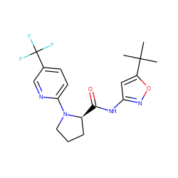 CC(C)(C)c1cc(NC(=O)[C@H]2CCCN2c2ccc(C(F)(F)F)cn2)no1 ZINC000147442402