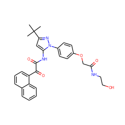 CC(C)(C)c1cc(NC(=O)C(=O)c2cccc3ccccc23)n(-c2ccc(OCC(=O)NCCO)cc2)n1 ZINC000063540246