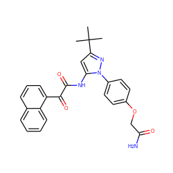 CC(C)(C)c1cc(NC(=O)C(=O)c2cccc3ccccc23)n(-c2ccc(OCC(N)=O)cc2)n1 ZINC000063540243