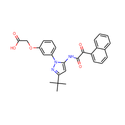 CC(C)(C)c1cc(NC(=O)C(=O)c2cccc3ccccc23)n(-c2cccc(OCC(=O)O)c2)n1 ZINC000063540262