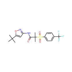 CC(C)(C)c1cc(NC(=O)C(C)(C)S(=O)(=O)c2ccc(C(F)(F)F)cc2)no1 ZINC000116244797