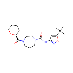 CC(C)(C)c1cc(NC(=O)N2CCCN(C(=O)[C@@H]3CCCCO3)CC2)no1 ZINC000071316747