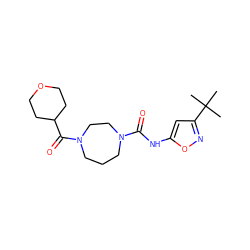 CC(C)(C)c1cc(NC(=O)N2CCCN(C(=O)C3CCOCC3)CC2)on1 ZINC000071316320