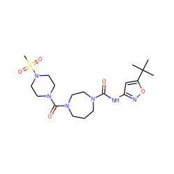 CC(C)(C)c1cc(NC(=O)N2CCCN(C(=O)N3CCN(S(C)(=O)=O)CC3)CC2)no1 ZINC000071330793