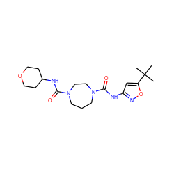 CC(C)(C)c1cc(NC(=O)N2CCCN(C(=O)NC3CCOCC3)CC2)no1 ZINC000071316720