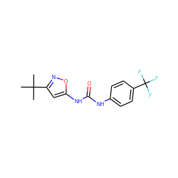 CC(C)(C)c1cc(NC(=O)Nc2ccc(C(F)(F)F)cc2)on1 ZINC000003833998