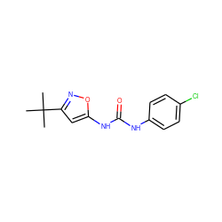 CC(C)(C)c1cc(NC(=O)Nc2ccc(Cl)cc2)on1 ZINC000003834001