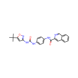 CC(C)(C)c1cc(NC(=O)Nc2ccc(NC(=O)c3cc4ccccc4cn3)cc2)no1 ZINC000038347109