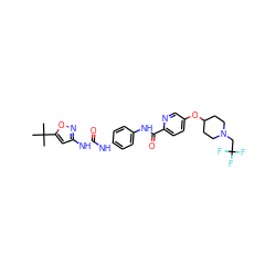 CC(C)(C)c1cc(NC(=O)Nc2ccc(NC(=O)c3ccc(OC4CCN(CC(F)(F)F)CC4)cn3)cc2)no1 ZINC000095561700