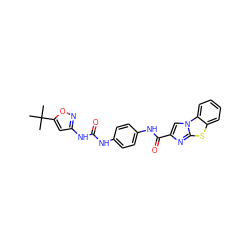 CC(C)(C)c1cc(NC(=O)Nc2ccc(NC(=O)c3cn4c(n3)sc3ccccc34)cc2)no1 ZINC000045301101