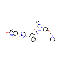 CC(C)(C)c1cc(NC(=O)Nc2ccc(Oc3ccnc(Nc4ccc5c(c4)NC(=O)C5(C)C)n3)c3ccccc23)n(-c2ccc(OCCN3CCOCC3)cc2)n1 ZINC000211064629