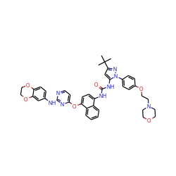 CC(C)(C)c1cc(NC(=O)Nc2ccc(Oc3ccnc(Nc4ccc5c(c4)OCCO5)n3)c3ccccc23)n(-c2ccc(OCCN3CCOCC3)cc2)n1 ZINC000211093926