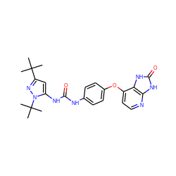 CC(C)(C)c1cc(NC(=O)Nc2ccc(Oc3ccnc4[nH]c(=O)[nH]c34)cc2)n(C(C)(C)C)n1 ZINC000049068539