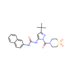 CC(C)(C)c1cc(NC(=O)Nc2ccc3ccccc3c2)n(C(=O)N2CCS(=O)(=O)CC2)n1 ZINC000035821240