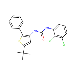 CC(C)(C)c1cc(NC(=O)Nc2cccc(Cl)c2Cl)c(-c2ccccc2)s1 ZINC000003833994