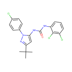 CC(C)(C)c1cc(NC(=O)Nc2cccc(Cl)c2Cl)n(-c2ccc(Cl)cc2)n1 ZINC000003833978