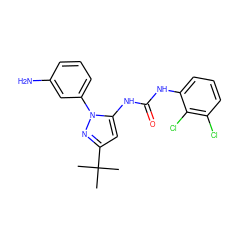 CC(C)(C)c1cc(NC(=O)Nc2cccc(Cl)c2Cl)n(-c2cccc(N)c2)n1 ZINC000000602739