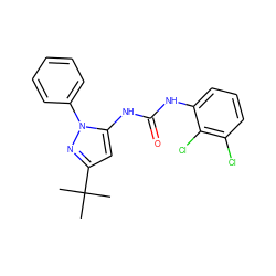 CC(C)(C)c1cc(NC(=O)Nc2cccc(Cl)c2Cl)n(-c2ccccc2)n1 ZINC000003833970