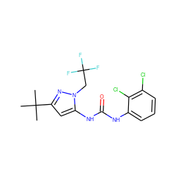 CC(C)(C)c1cc(NC(=O)Nc2cccc(Cl)c2Cl)n(CC(F)(F)F)n1 ZINC000003833985