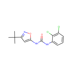 CC(C)(C)c1cc(NC(=O)Nc2cccc(Cl)c2Cl)on1 ZINC000003833974