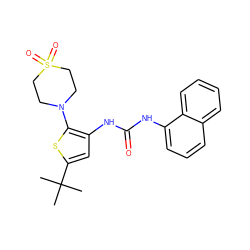 CC(C)(C)c1cc(NC(=O)Nc2cccc3ccccc23)c(N2CCS(=O)(=O)CC2)s1 ZINC000038269617