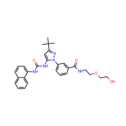 CC(C)(C)c1cc(NC(=O)Nc2cccc3ccccc23)n(-c2cccc(C(=O)NCCOCCO)c2)n1 ZINC000063540256