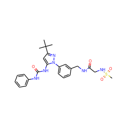 CC(C)(C)c1cc(NC(=O)Nc2ccccc2)n(-c2cccc(CNC(=O)CNS(C)(=O)=O)c2)n1 ZINC000058582490