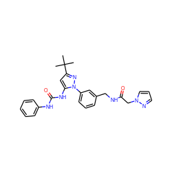 CC(C)(C)c1cc(NC(=O)Nc2ccccc2)n(-c2cccc(CNC(=O)Cn3cccn3)c2)n1 ZINC000058506586