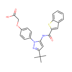 CC(C)(C)c1cc(NC(=O)c2cc3ccccc3s2)n(-c2ccc(OCC(=O)O)cc2)n1 ZINC000063540275