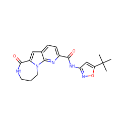 CC(C)(C)c1cc(NC(=O)c2ccc3cc4n(c3n2)CCCNC4=O)no1 ZINC000147086600