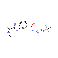 CC(C)(C)c1cc(NC(=O)c2ccc3nc4n(c3c2)CCCNC4=O)no1 ZINC000148462428