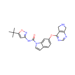 CC(C)(C)c1cc(NC(=O)n2ccc3ccc(Oc4ncnc5c4CNC5)cc32)no1 ZINC000653835892