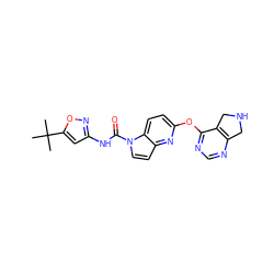 CC(C)(C)c1cc(NC(=O)n2ccc3nc(Oc4ncnc5c4CNC5)ccc32)no1 ZINC000653835860