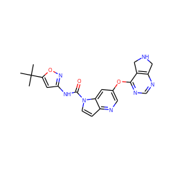 CC(C)(C)c1cc(NC(=O)n2ccc3ncc(Oc4ncnc5c4CNC5)cc32)no1 ZINC000653835844