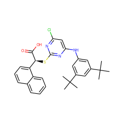 CC(C)(C)c1cc(Nc2cc(Cl)nc(S[C@H](C(=O)O)c3cccc4ccccc34)n2)cc(C(C)(C)C)c1 ZINC000066075491