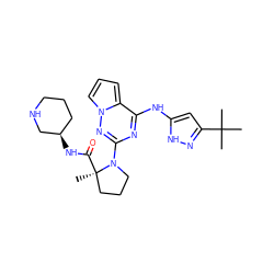 CC(C)(C)c1cc(Nc2nc(N3CCC[C@@]3(C)C(=O)N[C@@H]3CCCNC3)nn3cccc23)[nH]n1 ZINC000169697100