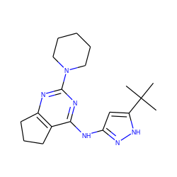 CC(C)(C)c1cc(Nc2nc(N3CCCCC3)nc3c2CCC3)n[nH]1 ZINC000299871564