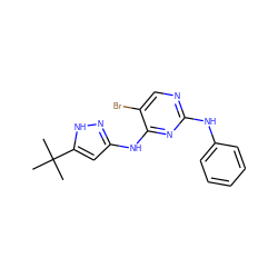 CC(C)(C)c1cc(Nc2nc(Nc3ccccc3)ncc2Br)n[nH]1 ZINC000203004560