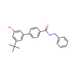 CC(C)(C)c1cc(O)cc(-c2ccc(C(=O)NCc3ccccc3)cc2)c1 ZINC000013603864