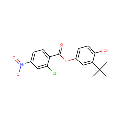 CC(C)(C)c1cc(OC(=O)c2ccc([N+](=O)[O-])cc2Cl)ccc1O ZINC000473114563