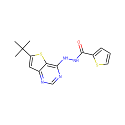 CC(C)(C)c1cc2ncnc(NNC(=O)c3cccs3)c2s1 ZINC000000117115