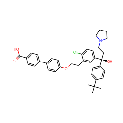 CC(C)(C)c1ccc([C@@](O)(CCN2CCCC2)c2ccc(Cl)c(CCOc3ccc(-c4ccc(C(=O)O)cc4)cc3)c2)cc1 ZINC000064512848