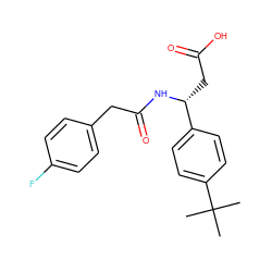 CC(C)(C)c1ccc([C@@H](CC(=O)O)NC(=O)Cc2ccc(F)cc2)cc1 ZINC000004600850