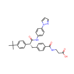 CC(C)(C)c1ccc([C@@H](Cc2ccc(C(=O)NCCC(=O)O)cc2)C(=O)Nc2ccc(-n3cccn3)cc2)cc1 ZINC000026180940