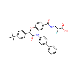 CC(C)(C)c1ccc([C@@H](Oc2ccc(C(=O)NC[C@@H](F)C(=O)O)cc2)C(=O)Nc2ccc(-c3ccccc3)cc2)cc1 ZINC000026168512