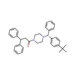 CC(C)(C)c1ccc([C@@H](c2ccccc2)N2CCN(C(=O)CC(c3ccccc3)c3ccccc3)CC2)cc1 ZINC000038805845