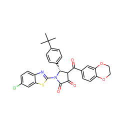 CC(C)(C)c1ccc([C@@H]2C(C(=O)c3ccc4c(c3)OCCO4)C(=O)C(=O)N2c2nc3ccc(Cl)cc3s2)cc1 ZINC000098046610