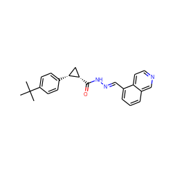 CC(C)(C)c1ccc([C@@H]2C[C@@H]2C(=O)N/N=C/c2cccc3cnccc23)cc1 ZINC000095579102