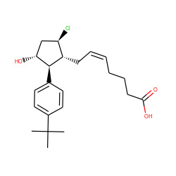 CC(C)(C)c1ccc([C@H]2[C@H](O)C[C@@H](Cl)[C@@H]2C/C=C\CCCC(=O)O)cc1 ZINC000137011013